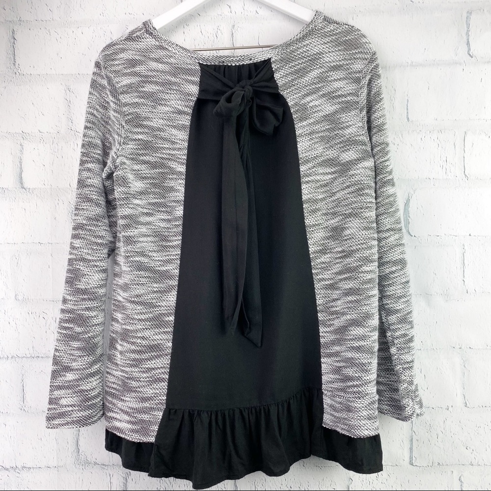 Staccato Marbled Back Tie Ruffle Top